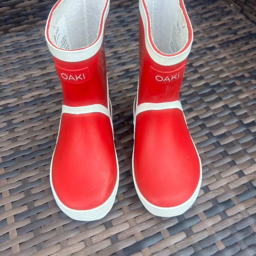 OAK Kids Red Rain & Snow Boots with White Trim